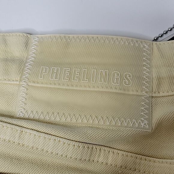 $140 NEW PHEELINGS Let It Go broken chrome red hearts CREAM OFF WHITE JEANS NWT - Picture 7 of 16